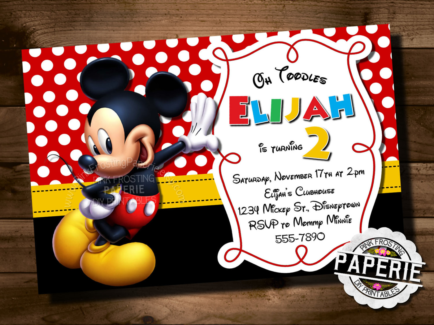 Custom Mickey Mouse Birthday Invitations
 MICKEY MOUSE Birthday Invitation Mickey Mouse Clubhouse