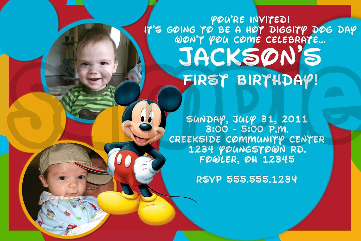 Custom Mickey Mouse Birthday Invitations
 Mickey Mouse Birthday Invitations