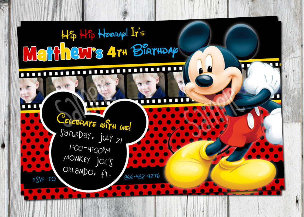 Custom Mickey Mouse Birthday Invitations
 Mickey Mouse Birthday Invitation Printable Boys Personalized