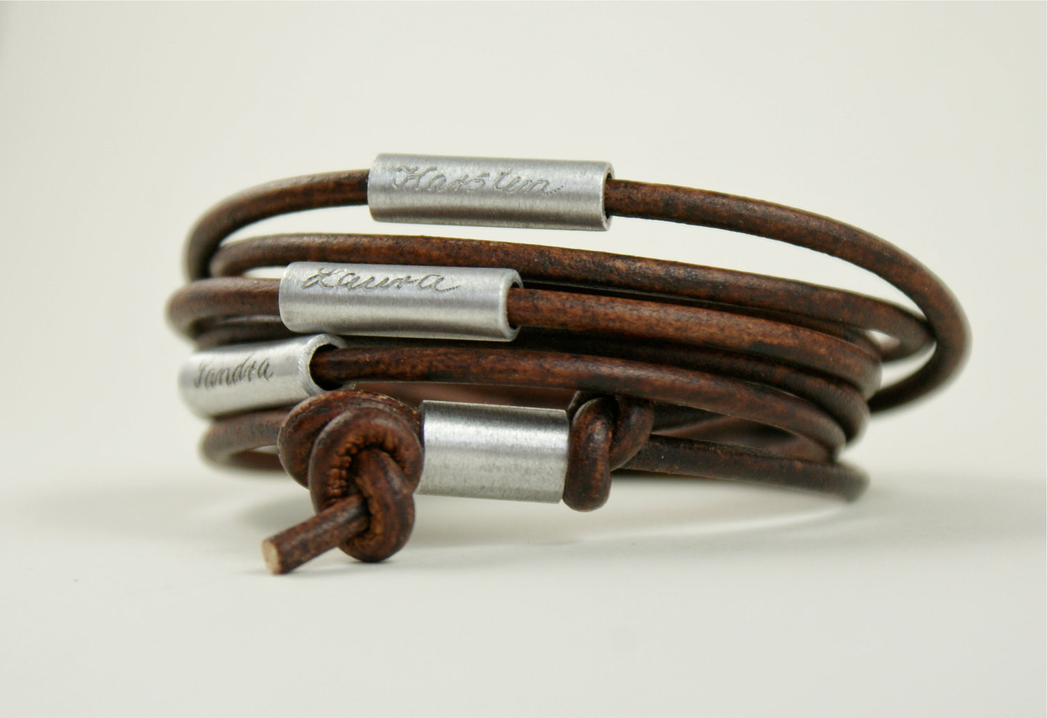 Customized Leather Bracelets
 Personalized engraved leather bracelet wrapped