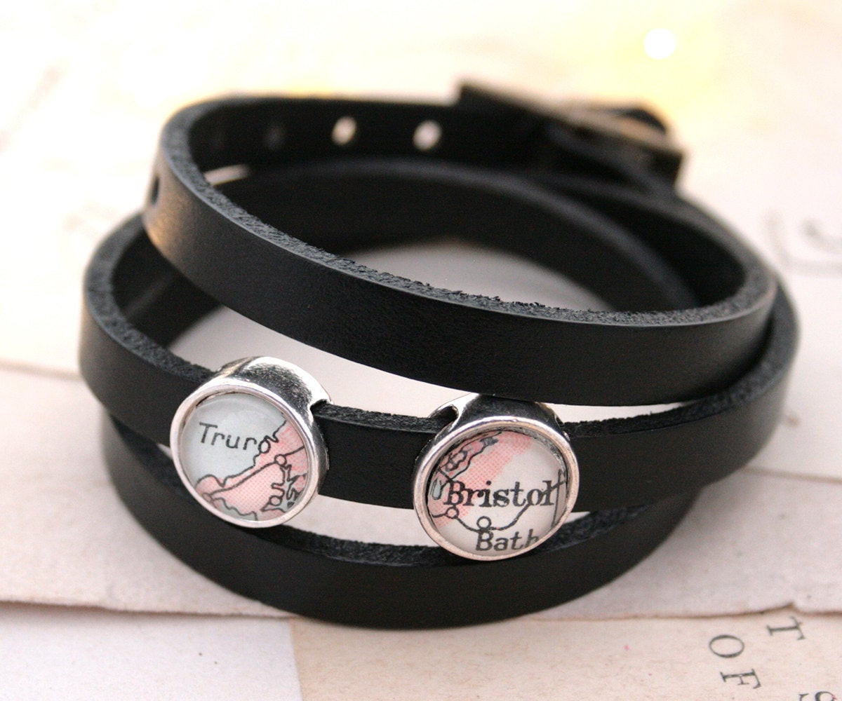 Customized Leather Bracelets
 Custom Made Leather Mens Bracelet Black Leather Wrap Bracelet