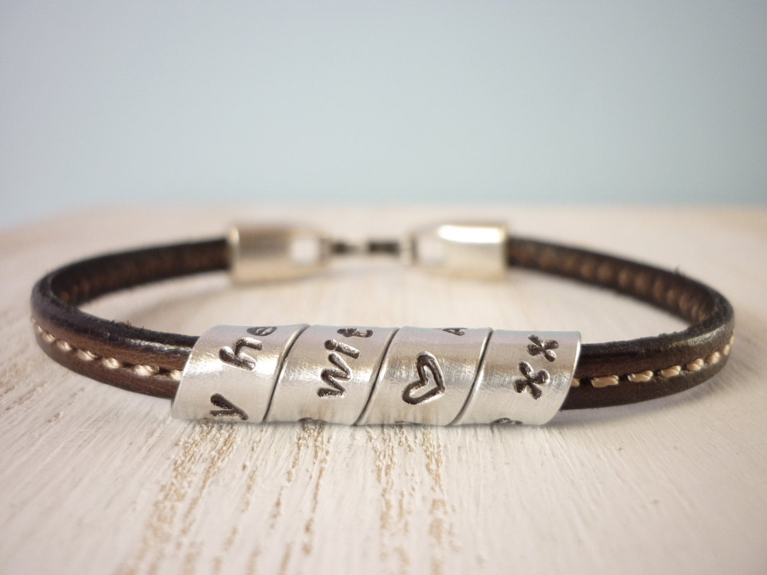 Customized Leather Bracelets
 Custom mens leather bracelet anniversary t for boyfriend