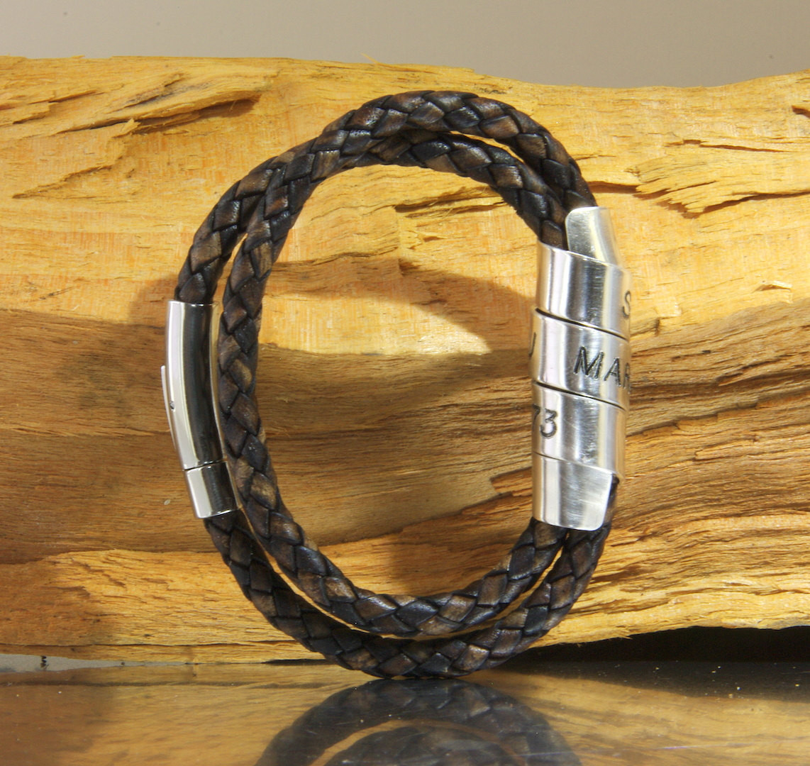 Customized Leather Bracelets
 Mens wrap bracelet custom engraved leather wrap cuff