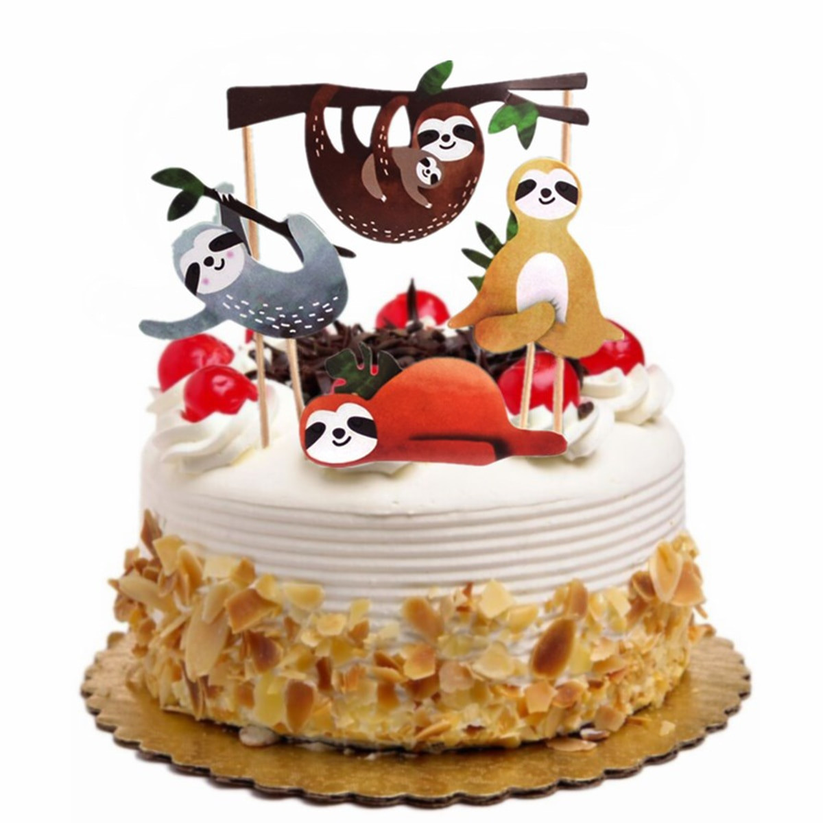 Cute Birthday Cake Ideas
 4pcs Cute Sloth Creative Cake Topper Set Cake Insert Card