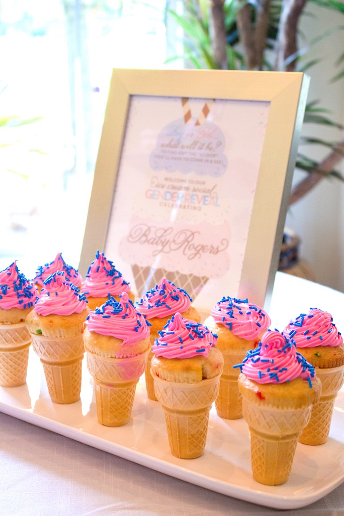 Cute Ideas For A Gender Reveal Party
 Kara s Party Ideas Ice Cream Social Gender Reveal Party