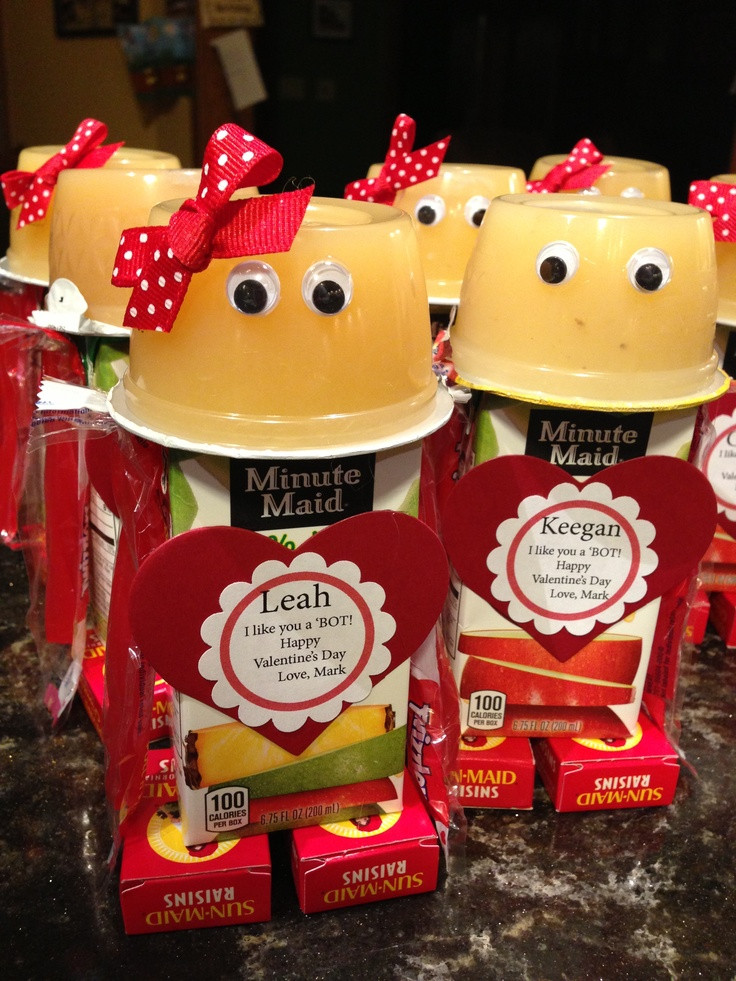 Cute Valentine Gift Ideas For Kids
 Valentine robot juice box idea with the small cut