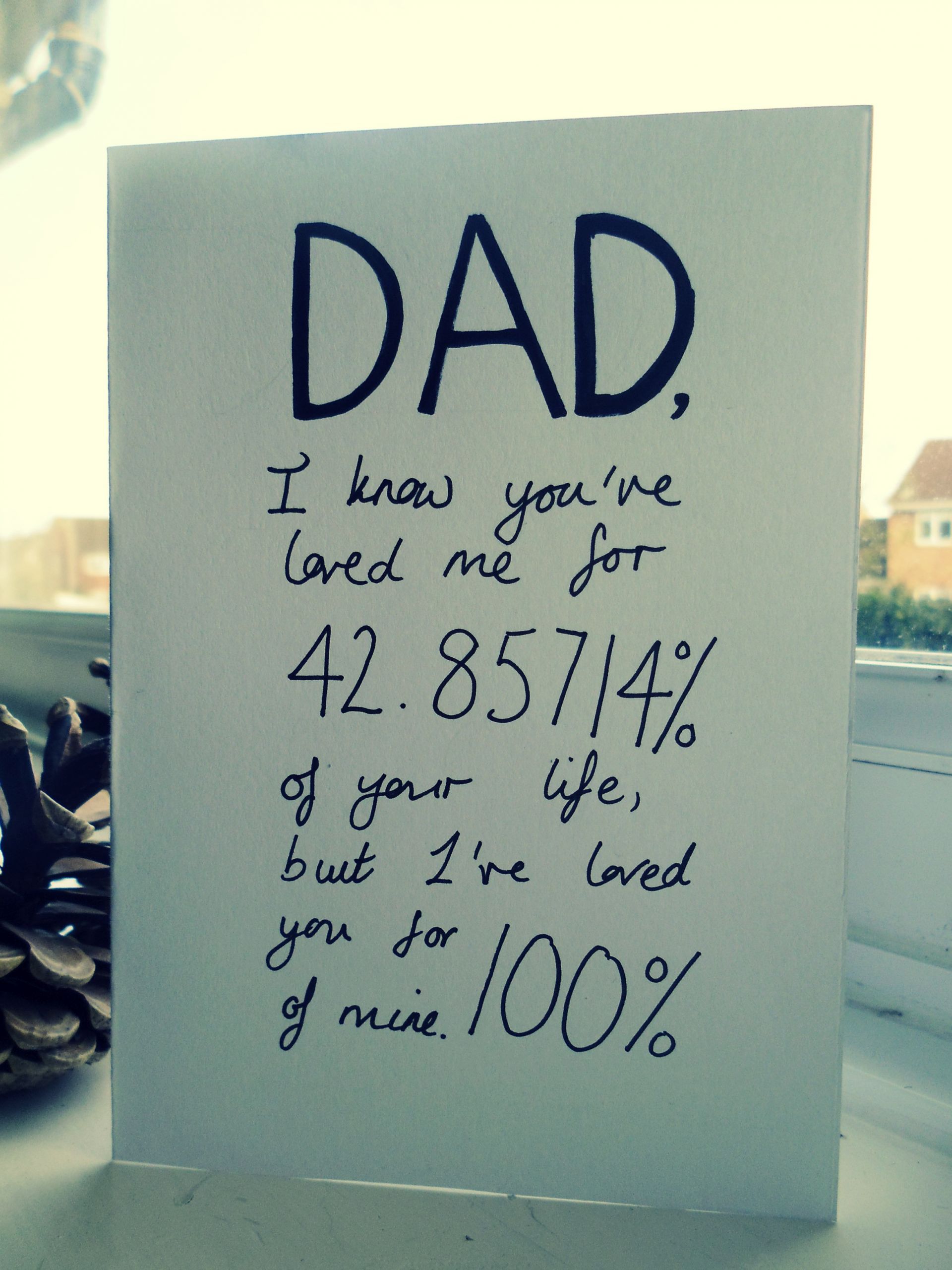 Dad Birthday Cards
 Clever birthday card for DAD stating the percentage we’ve