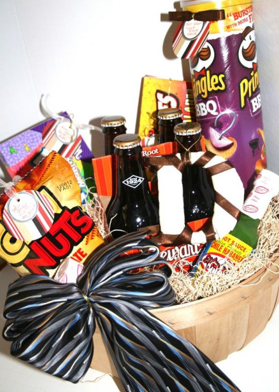 Dad Gift Basket Ideas
 Father’s Day Gift Basket with Tie Bow