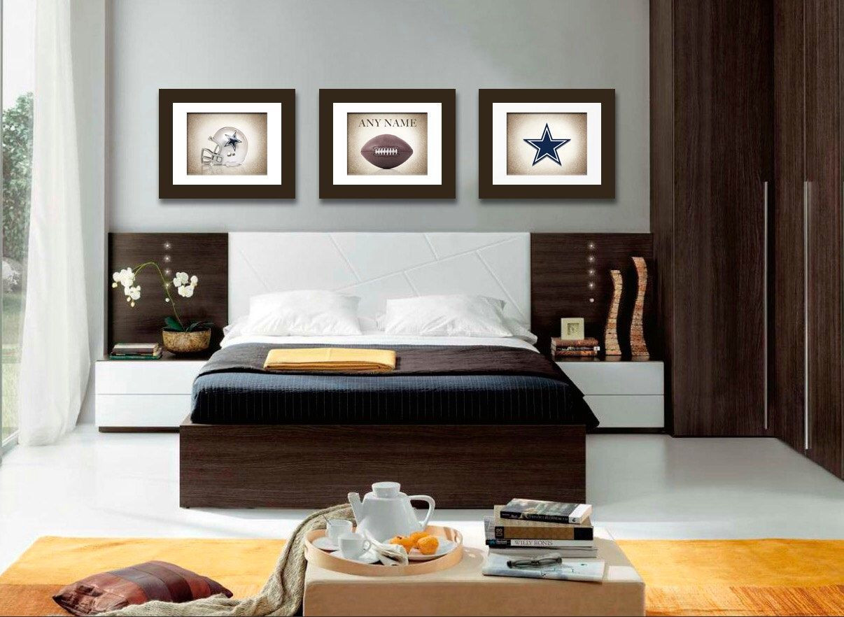 Dallas Cowboys Kids Room
 Personalized set of 3 Dallas Cowboys photo print boys room