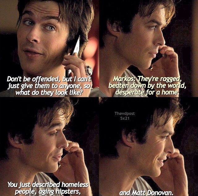 Damon Salvatore Funny Quotes
 Haha Damon s one liners were on point this episode With