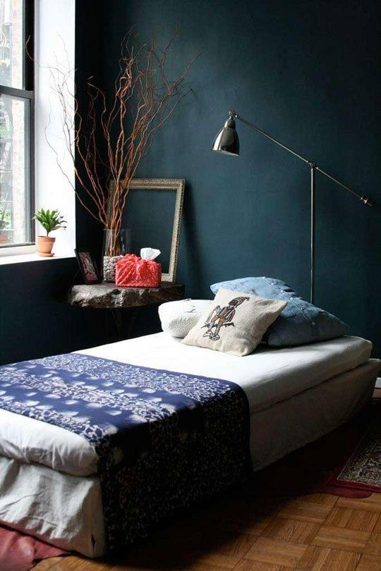 Dark Green Bedroom Walls
 Navy & Dark Blue Bedroom Design Ideas &