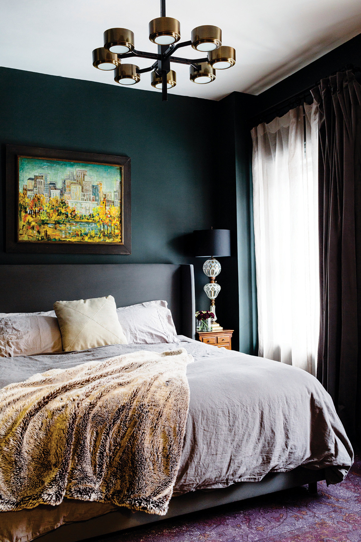 Dark Green Bedroom Walls
 Bold Style and Smart Solutions in a South End Brownstone