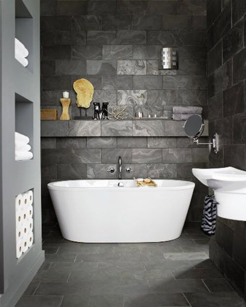 Dark Grey Bathroom Tiles
 40 dark gray bathroom tile ideas and pictures