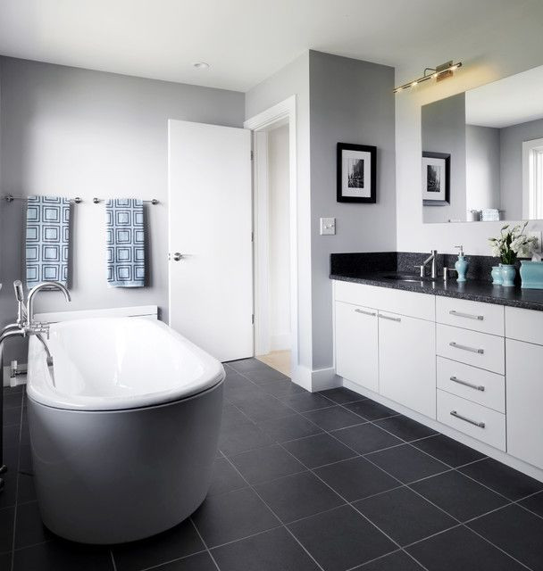 Dark Grey Bathroom Tiles
 40 dark gray bathroom tile ideas and pictures