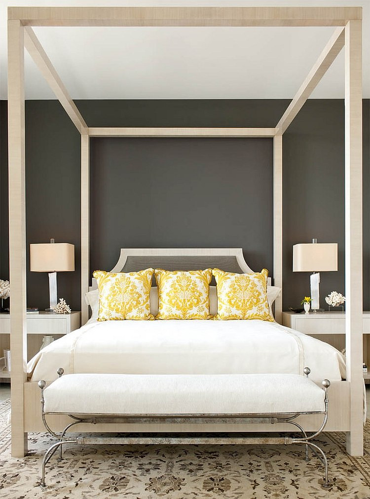 Dark Grey Bedroom Walls
 Cheerful Sophistication 25 Elegant Gray and Yellow Bedrooms