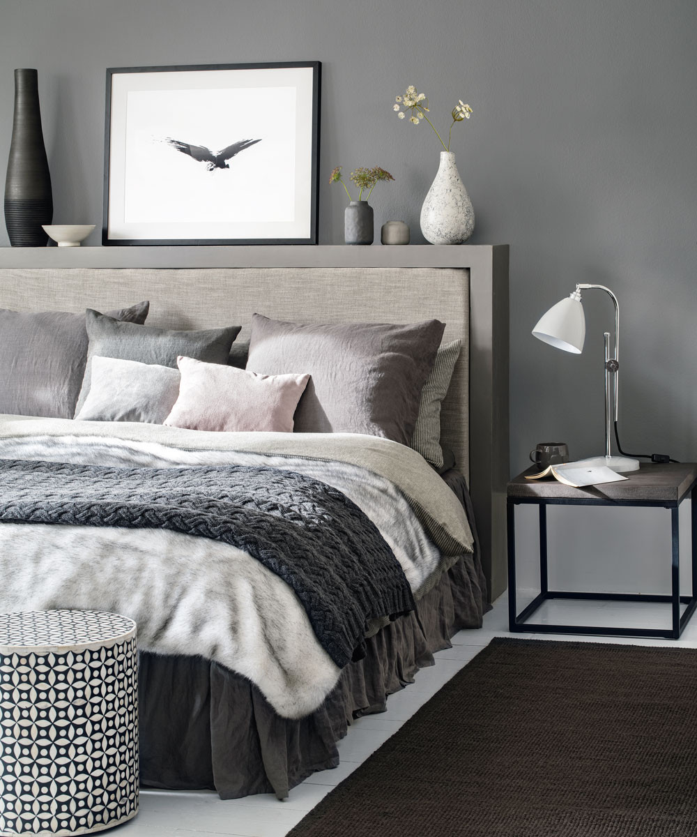 Dark Grey Bedroom Walls
 Grey bedroom ideas – grey bedroom decorating – grey colour