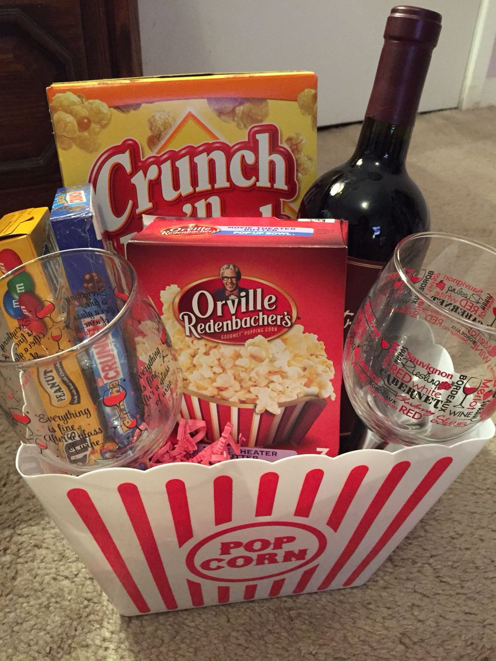 Date Night Gift Basket Ideas Christmas
 Movie night basket Gift basket ideas Christmas t too