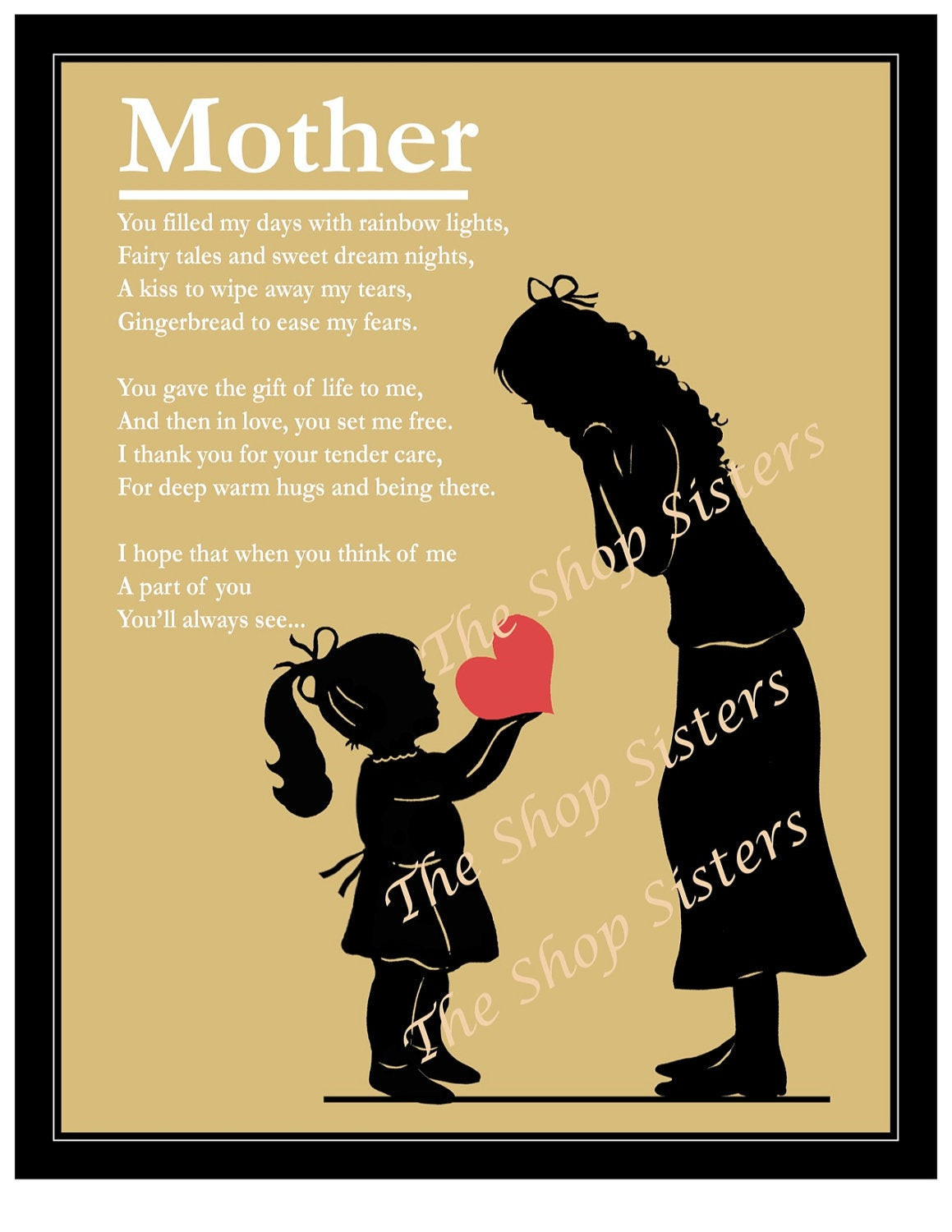 Daughters And Mother Quotes
 Mother and Daughter Mother s Poem Heart by TheShopSisters