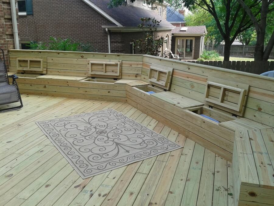 Deck Bench Storage
 Deck Plan with Built In Benches for Seating and Storage