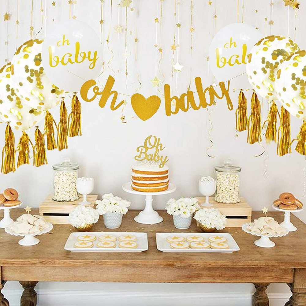 Decor For Baby Boy Shower
 Baby Shower Decorations Neutral Decor for boy & girl Gold
