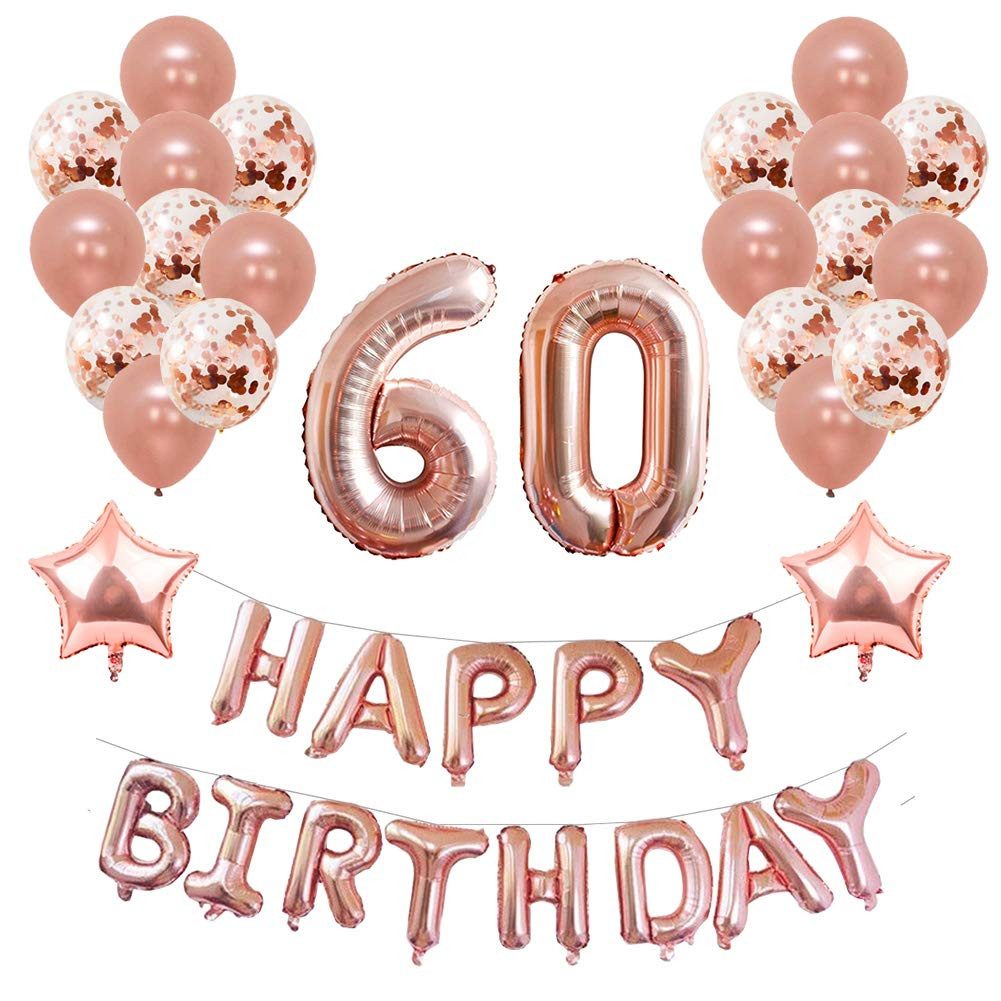 Decorations For 60th Birthday
 Yoart 60th Birthday Decorations Rose Gold for Women and