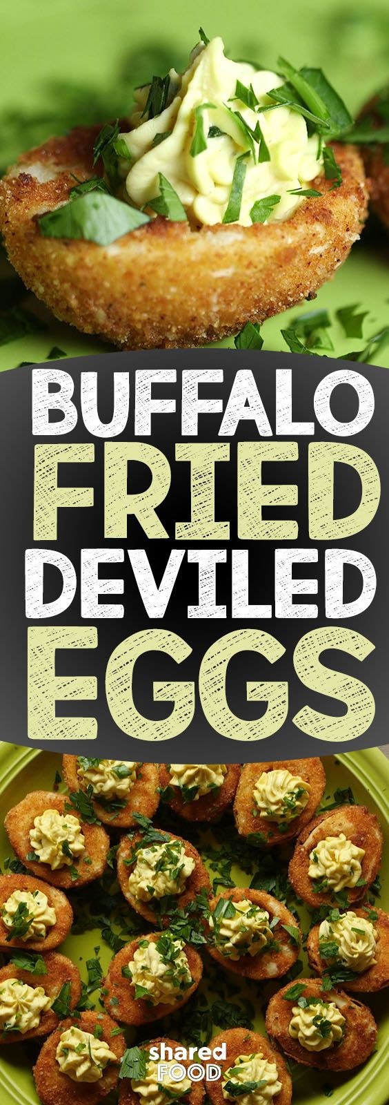 Deep Fried Buffalo Deviled Eggs
 These eggs are crispy creamy and chalk filled with