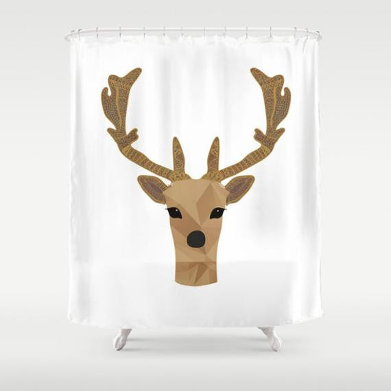 Deer Bathroom Decor
 Deer Shower Curtain Brown Bath Decor Antler Alpine Chic Decor