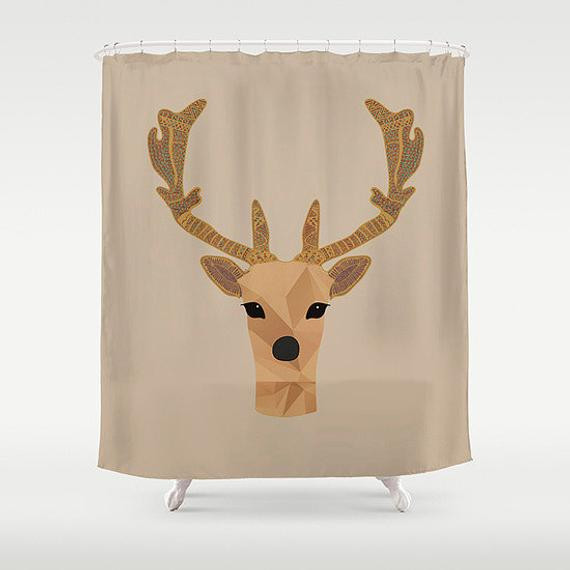 Deer Bathroom Decor
 Deer Shower Curtain Brown Bath Decor Antler Alpine Chic Decor