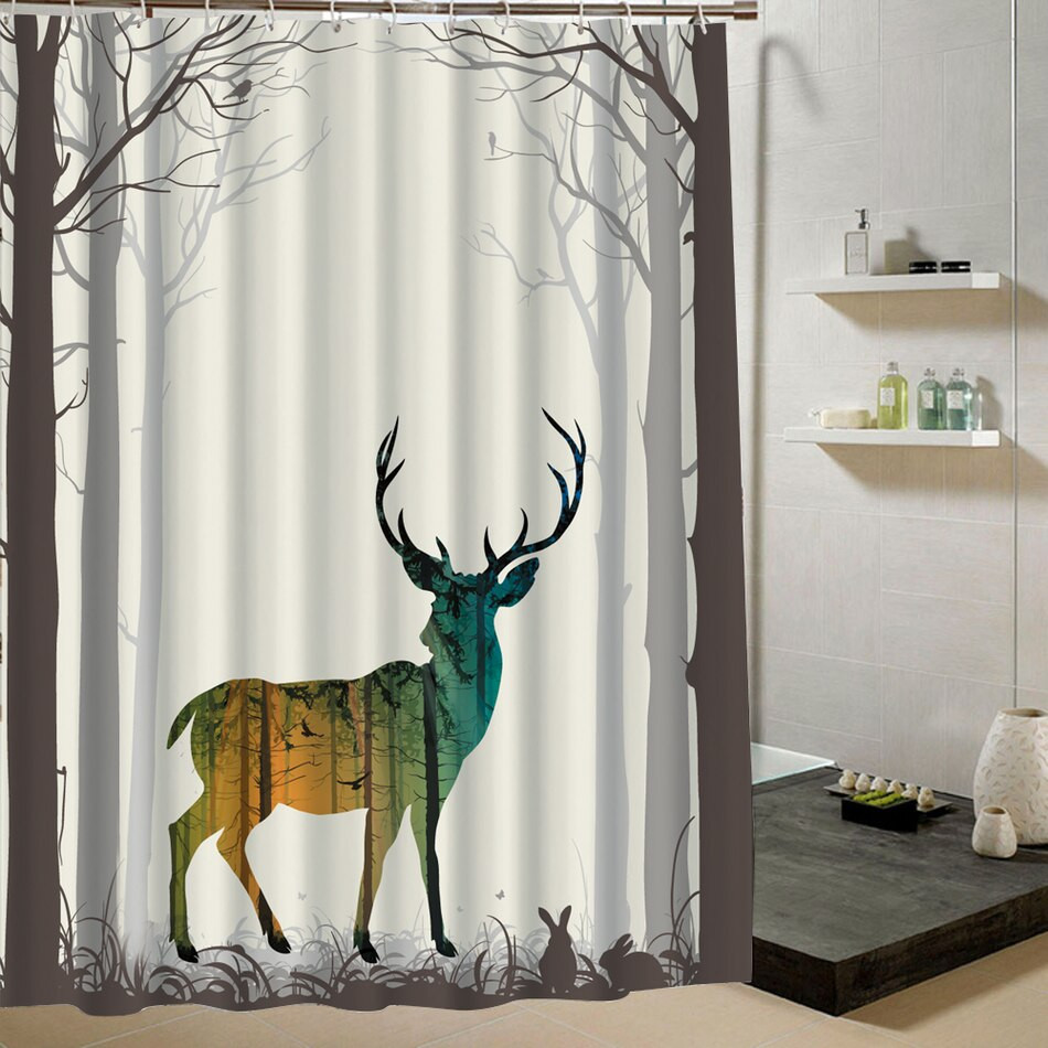 Deer Bathroom Decor
 Cute Animal Pattern Shower Curtain Deer Dog Cartoon Design