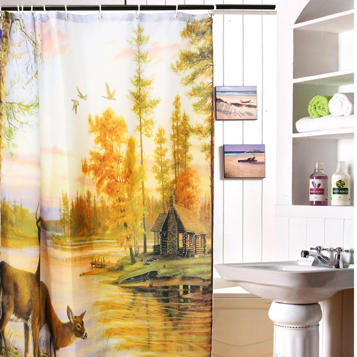 Deer Bathroom Decor
 150 X 180 Deer Print Waterproof Shower Curtain Home