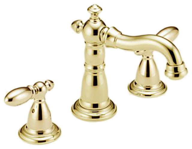 Delta Polished Brass Bathroom Faucet
 Delta 3555LFPB 216PB Victorian 2 Handle Widespread Bath