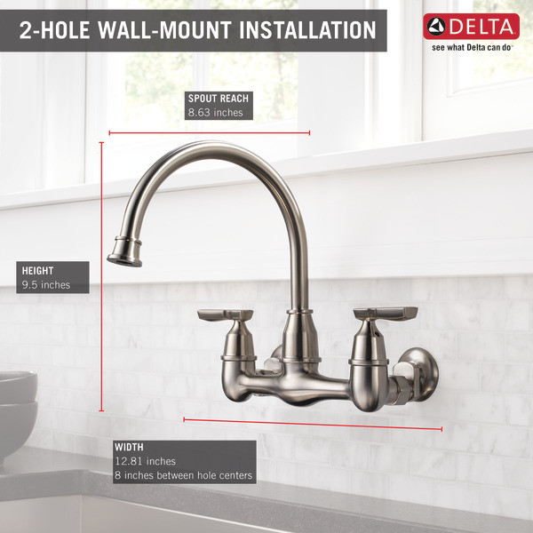 Delta Wall Mount Kitchen Faucets
 Two Handle Wall Mounted Kitchen Faucet LF SS