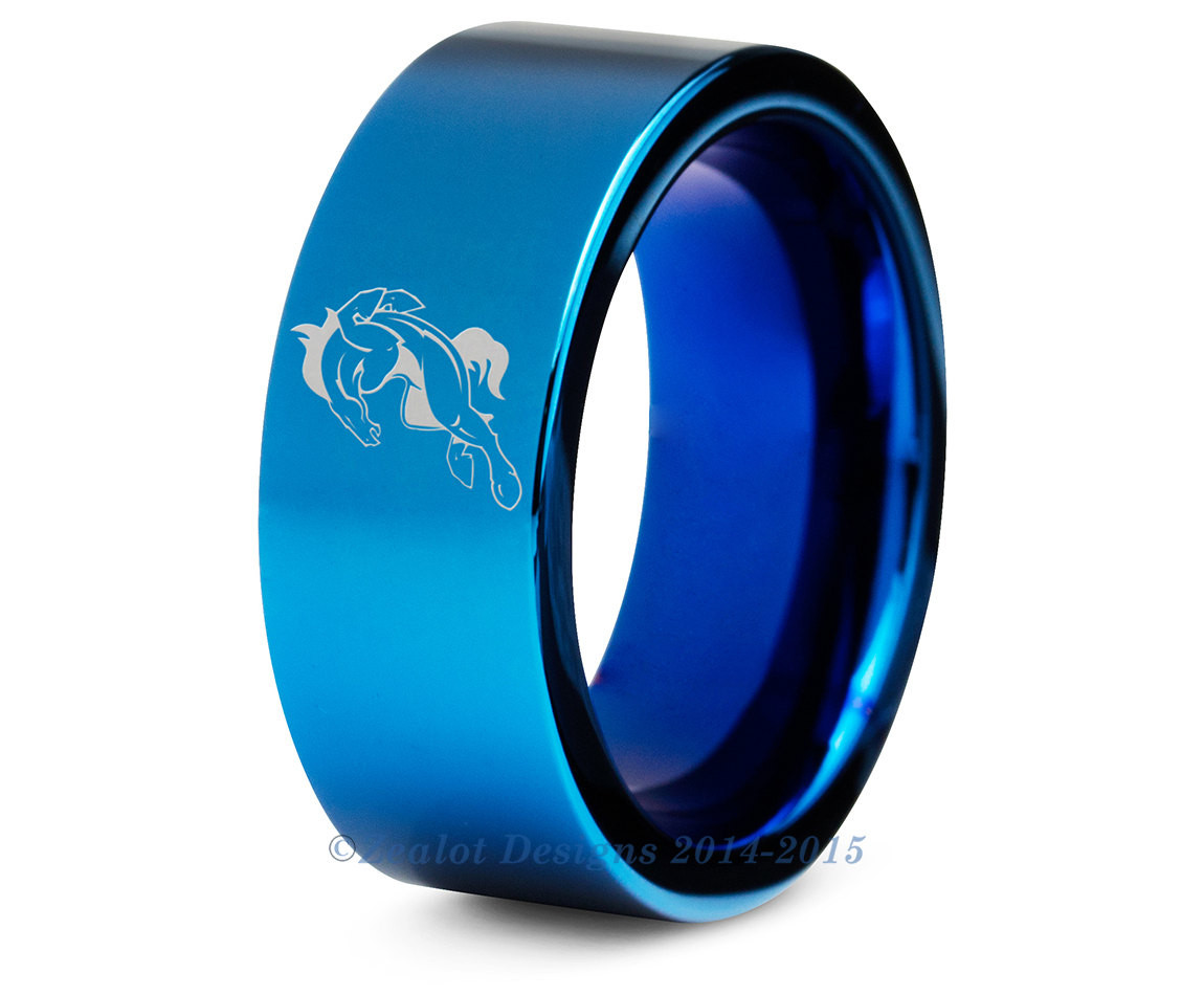 Denver Wedding Bands
 Denver Broncos Blue Tungsten Wedding Band Ring by