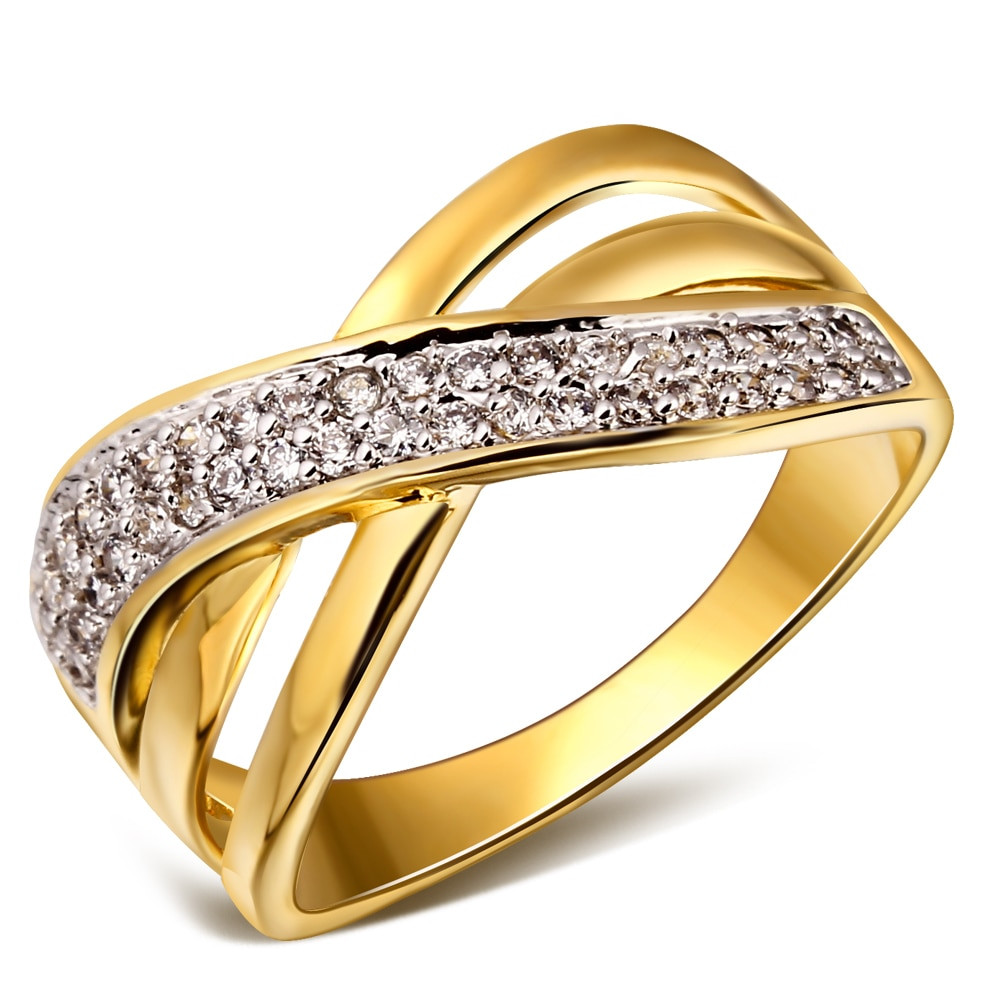 Design Wedding Ring
 Women Woven Design Deluxe Cubic Zirconia Wedding Ring 18K