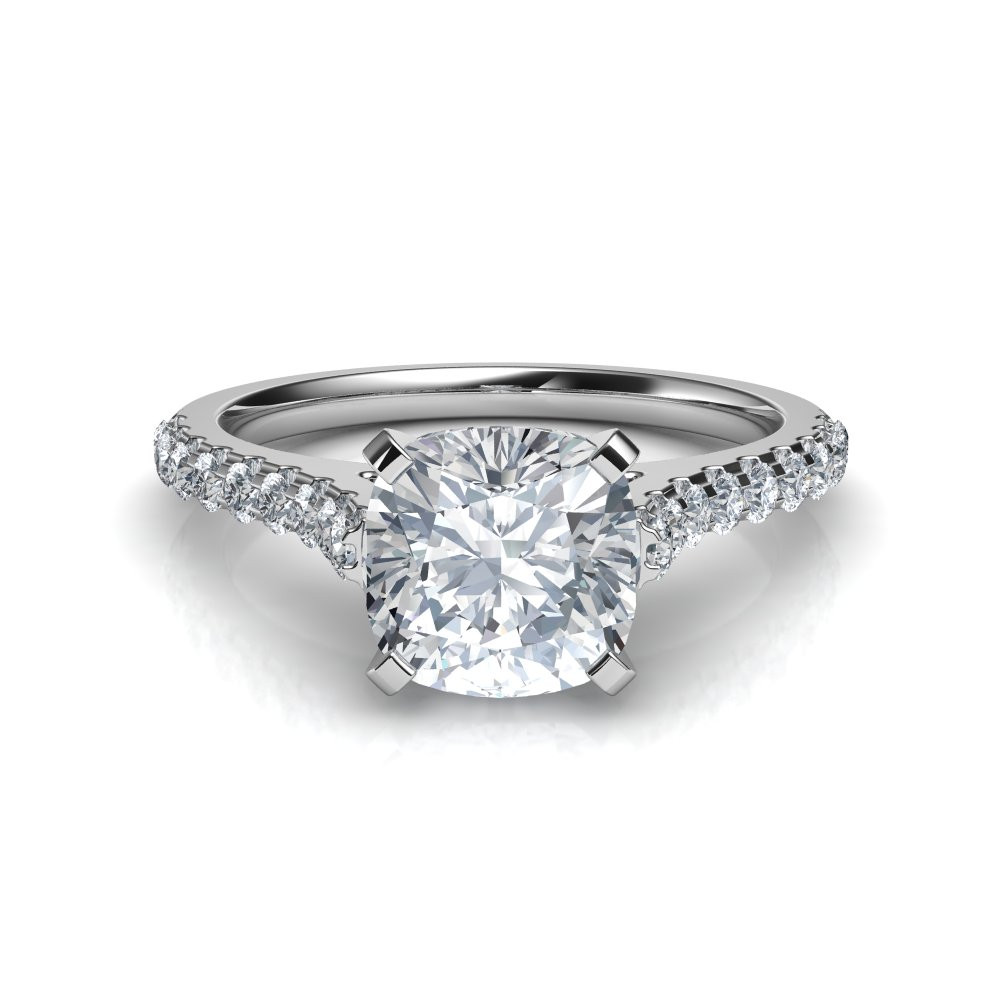 Diamond Cushion Cut Engagement Rings
 Cathedral Cushion Cut Diamond Engagement Ring Natalie Diamonds