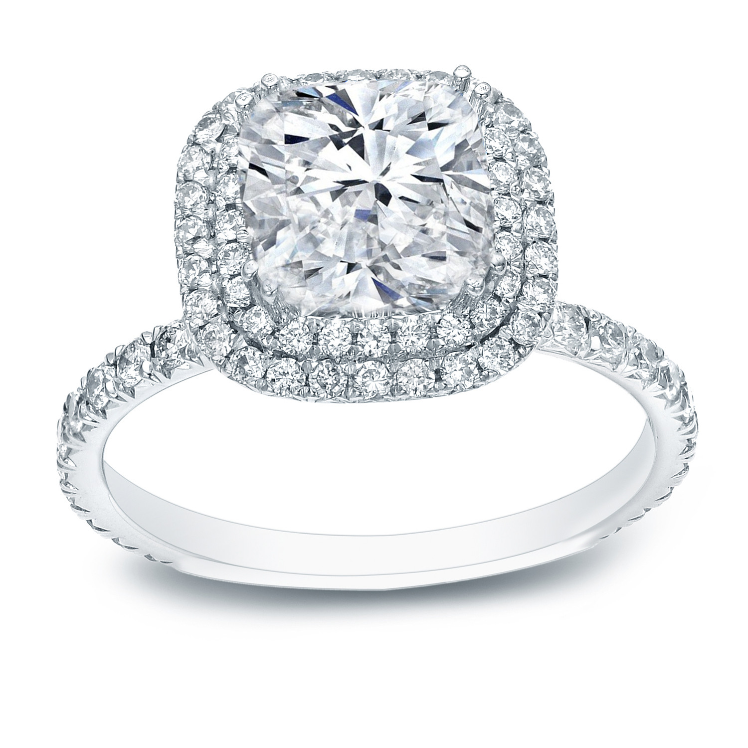 Diamond Cushion Cut Engagement Rings
 Cushion Cut Diamond Double Halo Engagement Ring In 14k