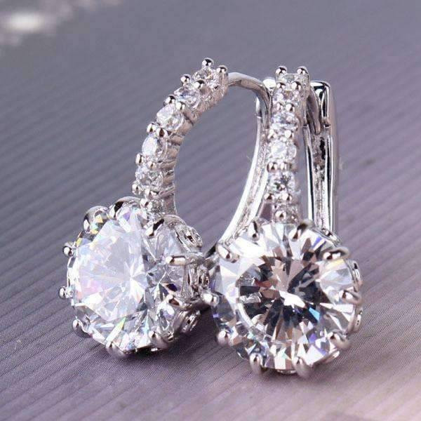 Diamond Earring Sale
 ON SALE Diamond CZ Solitaire Hoop Earrings In White