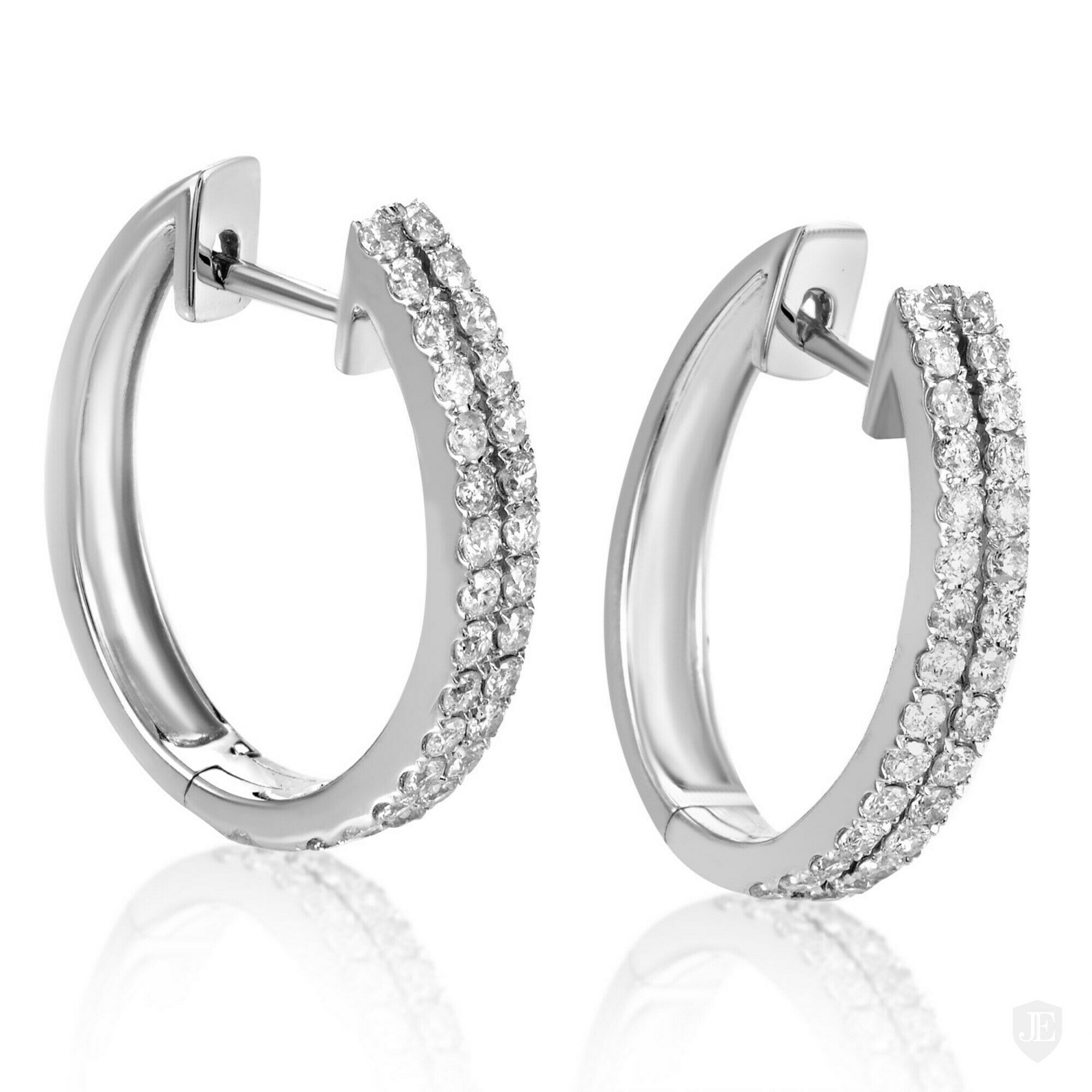 Diamond Earring Sale
 Jewelry Earrings Womens 14K White Gold Diamond Pave Hoop