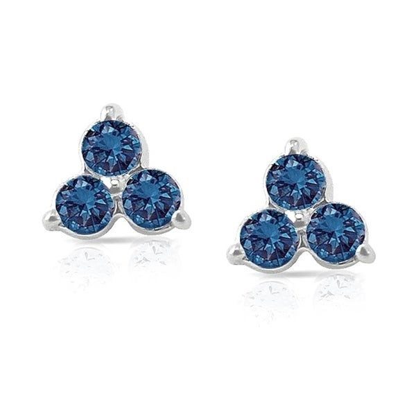 Diamond Earring Sale
 Shop 14k White Gold 1 2ctw Three Stone Blue Diamond Stud