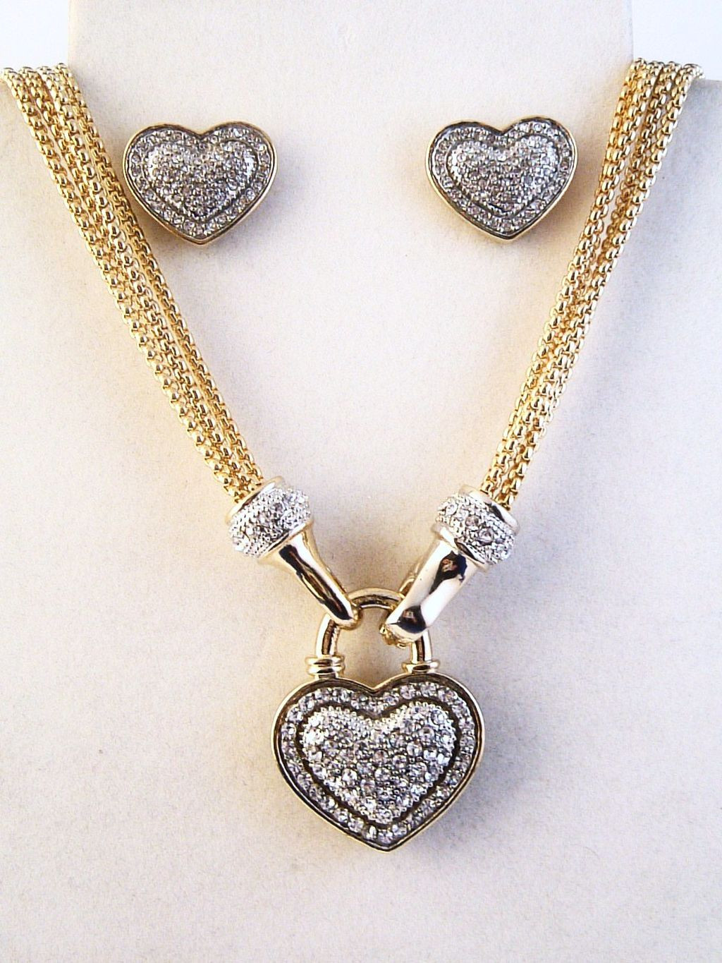 Diamond Earrings And Necklace Sets
 Designer s Touch Diamond Heart Pendant Necklace Earrings