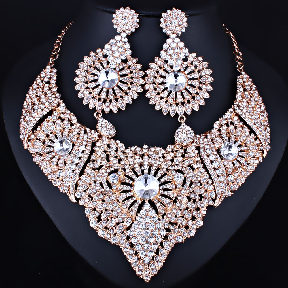 Diamond Earrings And Necklace Sets
 FARLENA Jewelry Clear Crystal Necklace and Earrings set