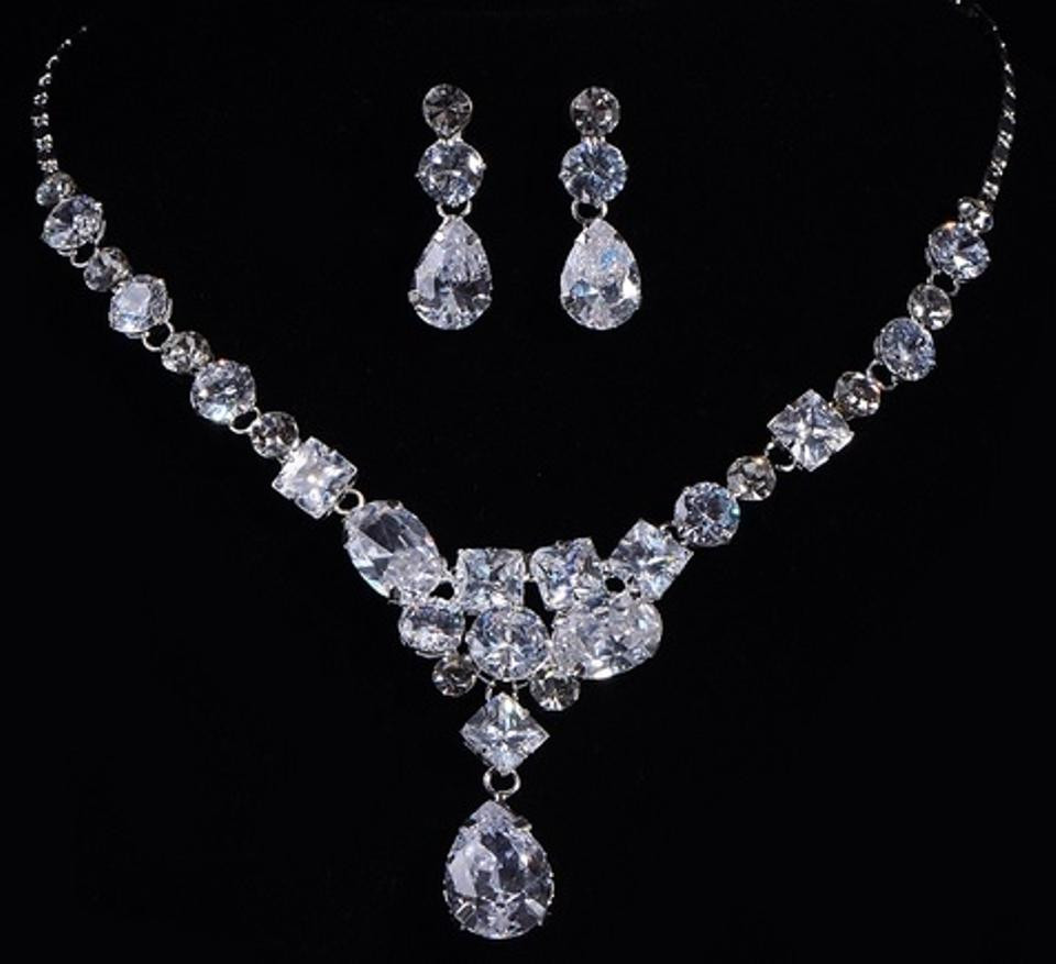 Diamond Earrings And Necklace Sets
 Diamond Necklace and Earring Women Jewelry Set Tradesy