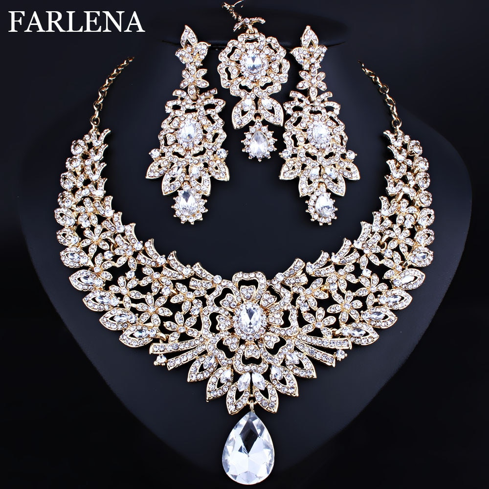 Diamond Earrings And Necklace Sets
 FARLENA Classic Indian Bridal Necklace Earrings and