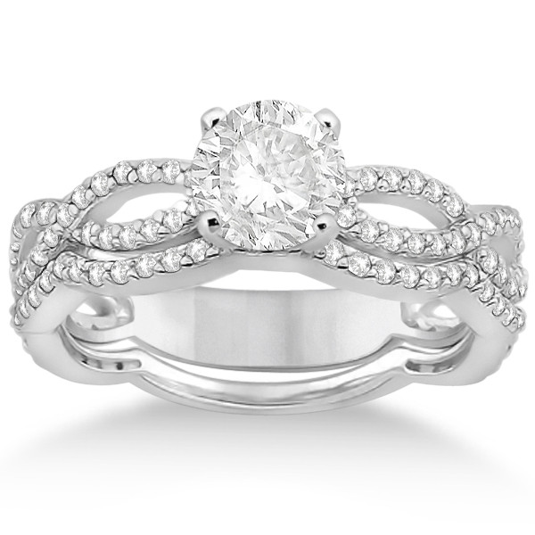 Diamond Infinity Engagement Ring
 Infinity Diamond Engagement Ring with Band Platinum