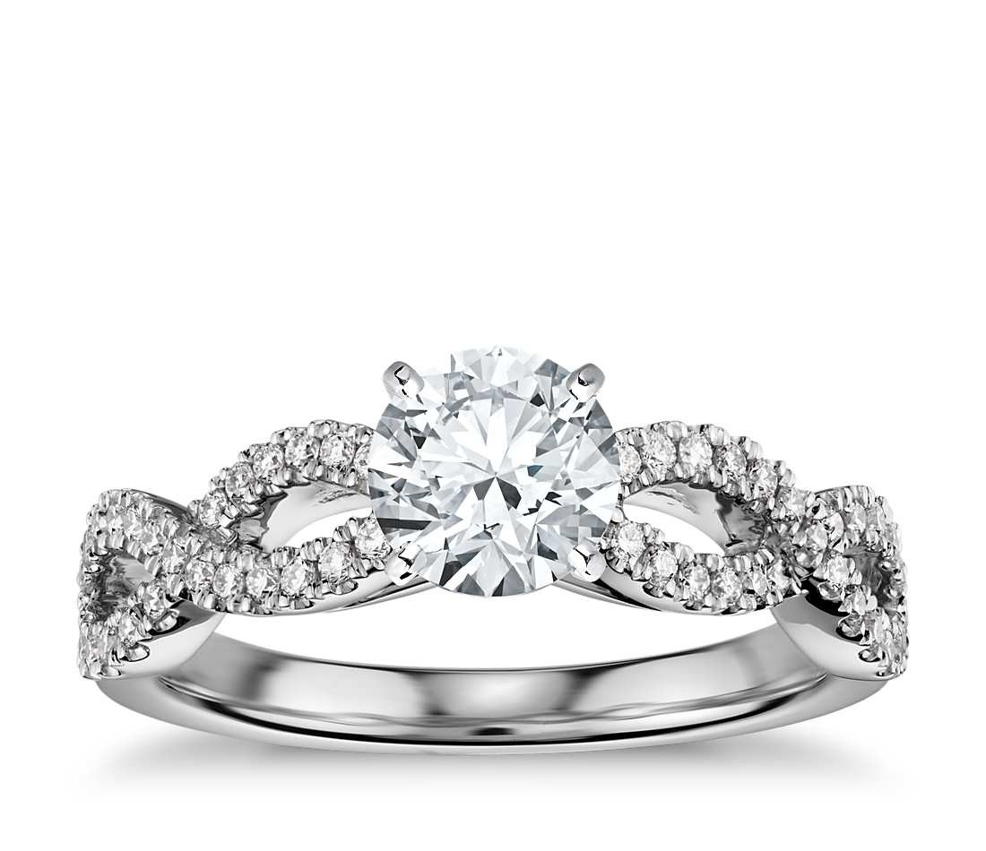 Diamond Infinity Engagement Ring
 Infinity Twist Micropavé Diamond Engagement Ring in 14K