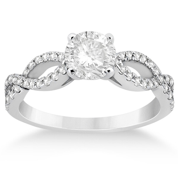 Diamond Infinity Engagement Ring
 Diamond Twist Infinity Engagement Ring Setting 14K White