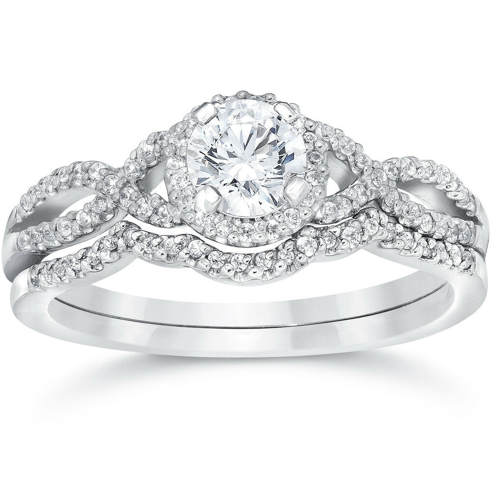 Diamond Infinity Engagement Ring
 3 4ct Diamond Infinity Engagement Wedding Ring Set 14K