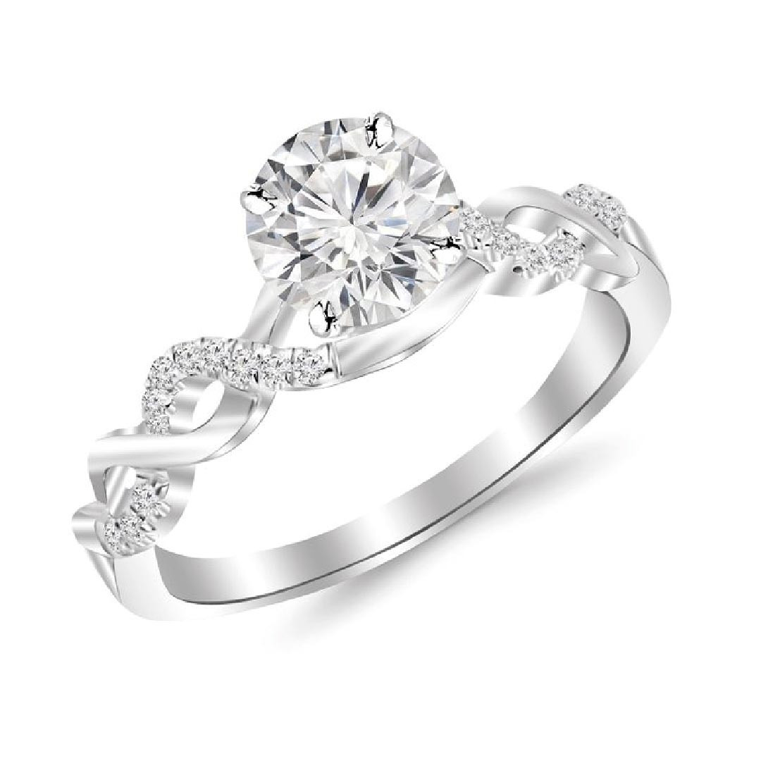 Diamond Infinity Engagement Ring
 0 5 Carat Twisting Infinity Gold and Diamond Split Shank