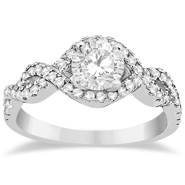 Diamond Infinity Engagement Ring
 Diamond Infinity Halo Engagement Ring & Band Set 14K White
