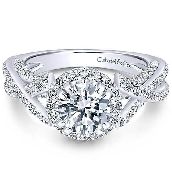 Diamond Infinity Engagement Ring
 Gabriel "Infinity" 14K White Gold Round Halo Diamond